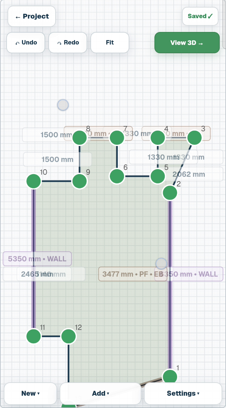 Deck Ledger mobile deck drawing screen